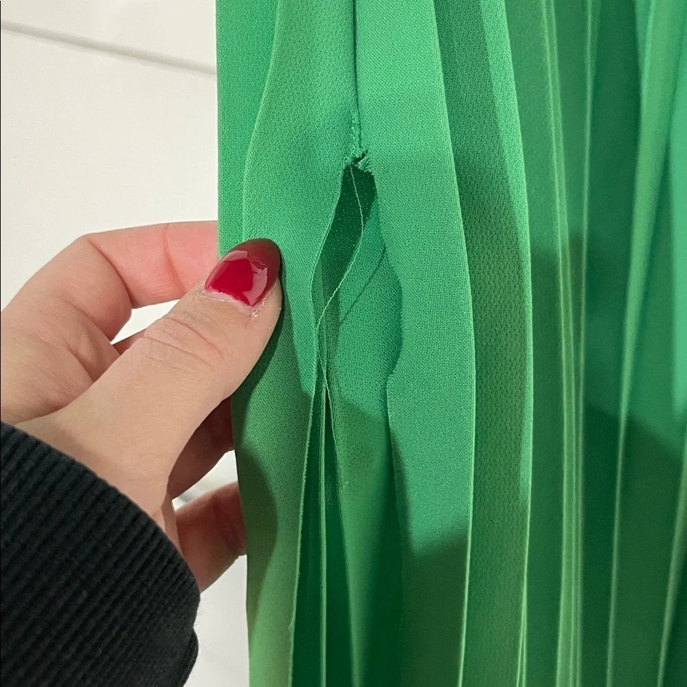 A.W.A.K.E. MODE GREEN PLEATED MIDI DRESS FR 34/ US XS - Picture 5 of 9